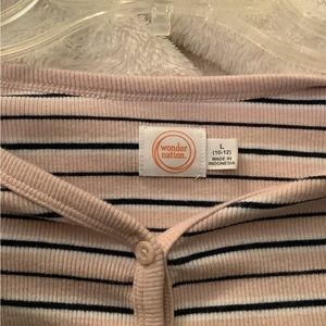 Brand: Wonder Nation Size:L10-12 Color: Blush pink, With black and white lines